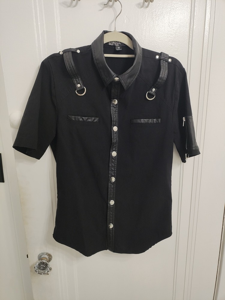 Lip Service Industrial Goth Punk Steampunk Electro Short Sleeve Black Shirt M