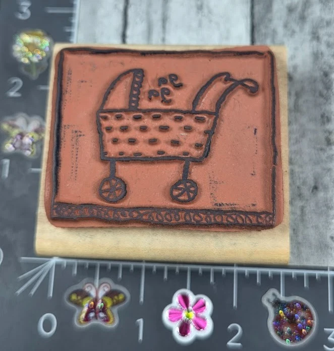 Estampida de goma Baby Ga Cuna Cochecito Cochecito Carro Sello de goma #Q106 Foto 2 de 3