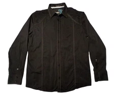 Roar Men's Classic Long Sleeve Button Down Embroidered Shirt XL Black