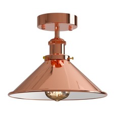 Image of Semi Flush Mount Ceiling Light Metal Cone Shade 22cm E27 Kitchen Hallway Lamp