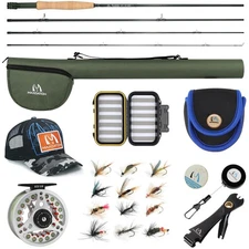 Ultimate Fly Fishing Starter Kit: 9' 8wt Rod, Aluminum Reel & Waterproof Box
