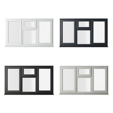 PVC Double Glazed Window Glass & Frame A Rated Top Opener Fixed Light Centre
