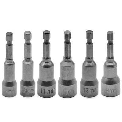 6x Hex Socket Sleeve Nozzles Nut Driver Set Power Nuts Driver Socket Screwdriver