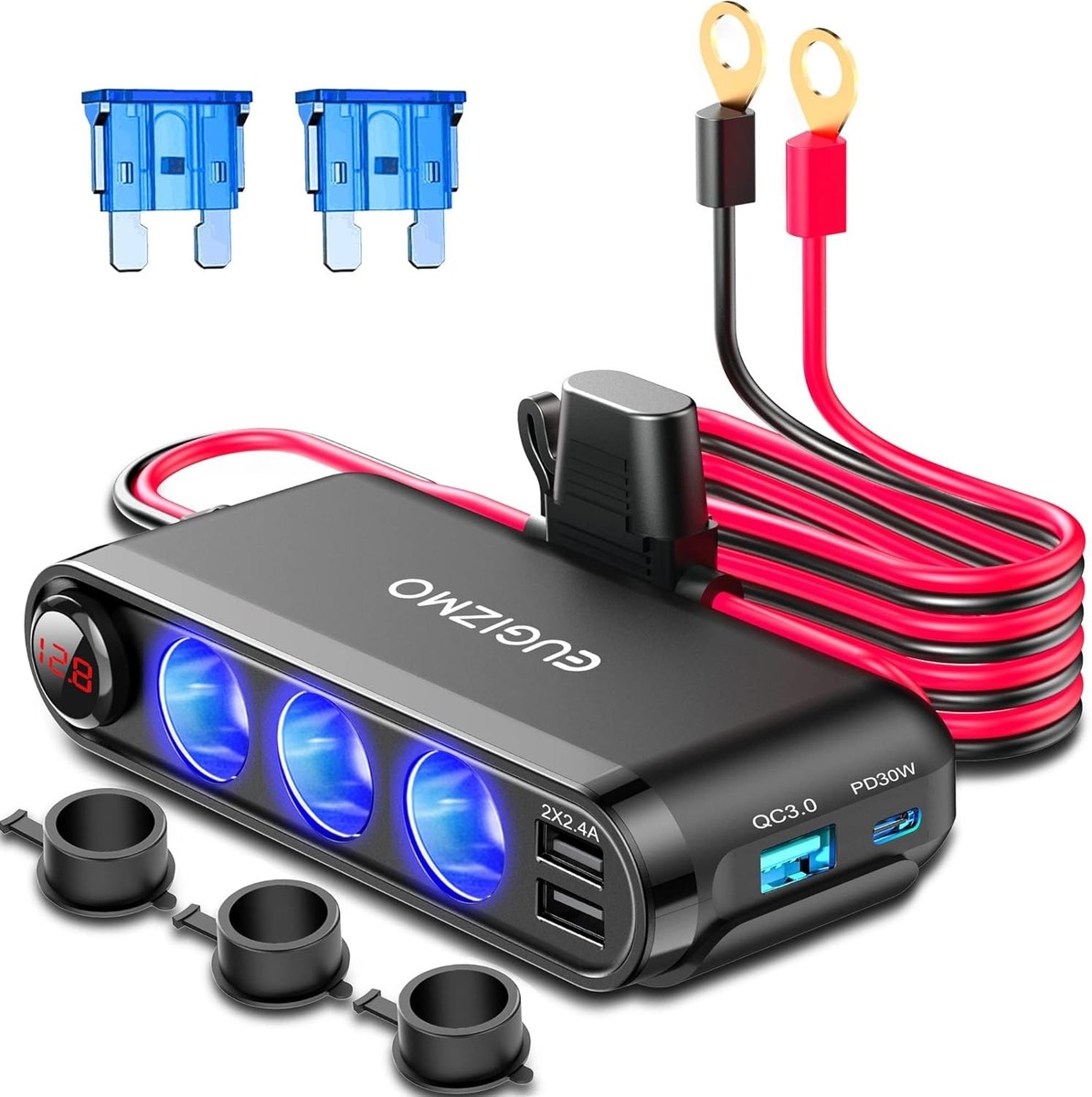 12V Cigarette Lighter Socket Splitter, 200W 3 Socket Multi Port Car  Cigarette Li