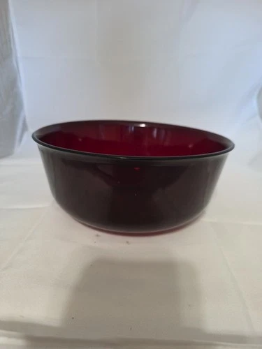 Vintage Anchor Hocking Royal Ruby Red 8.5” Round Glass Serving Bowl 3” Tall