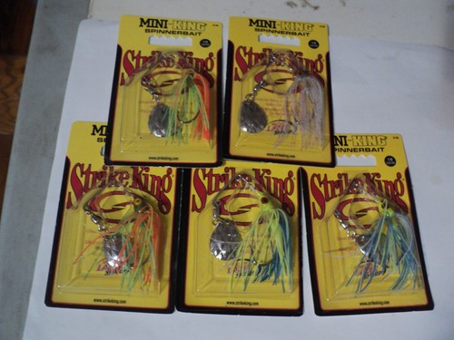 5 - STRIKE KING MINI KING SPINNERBAITS NEU IN VERPACKUNG (GEMISCHTE FARBEN) MENGE OO