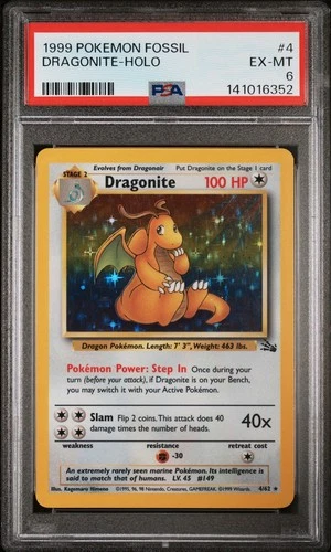 Pokémon Dragonite Fossil Holo Rare 1999 4/62 PSA 6 English