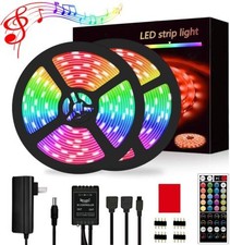 LED RGB Music Light Strip, Multi Color, Synchronous Voice, Remote, 32ft, Timer