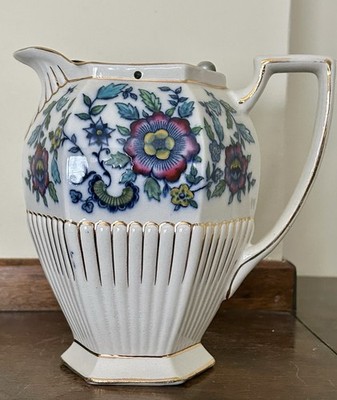 Antique Samuel Johnson Britannia Hot Water Pitcher with Martin Hanley Lid 7 tall