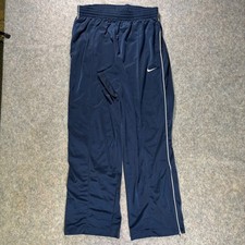 Vintage Y2K Nike Windbreaker Track Pants Navy Ankle Zip Mens Sz L Y2K Baggy Wide