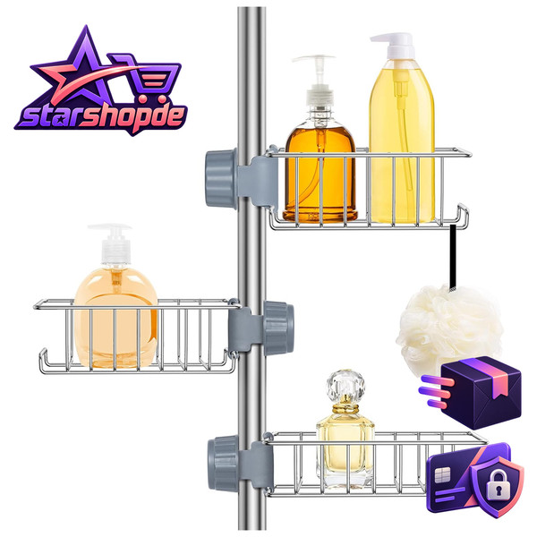 Duschablage Edelstahl 3 StüCk Ohne Bohren Badregal Wandablage Dusche-image