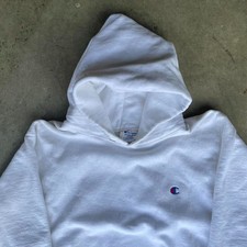 Vintage 80s Champion Reverse Weave Hoodie White Large good condition