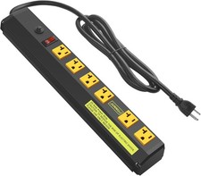 JUNNUJ Heavy Duty Metal Power Strip 20 Amp, High Amp Surge 6FT, Yellow