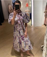 Zimmermann Celestial Day Midi Dress Size 2 AU 12 / US 8 with Neck Tie / Belt