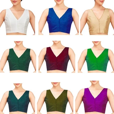 Way2Like V-Neck Blouse Saree Readymade Designer Indian Sari Choli Crop Top