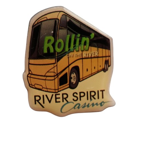 River Spirit Casino Rollin' on the River Tulsa Oklahoma Bus Lapel Hat Pin