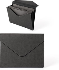 PU Leather Heavy-Duty Expanding File Folder, A5/US Letter Size Document Organize