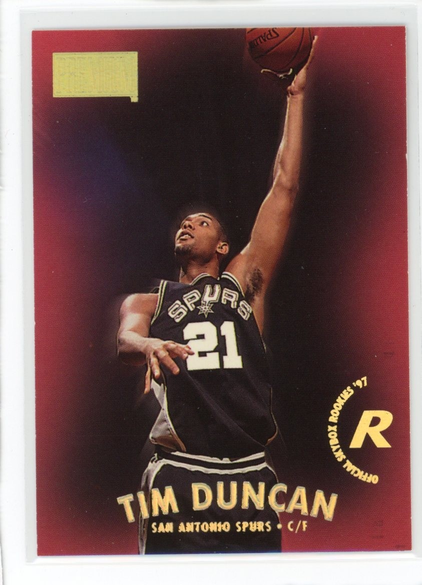 1997-98 Skybox Premium Basketball #112 Tim Duncan Rookie Card RC NM Spurs