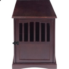 Elegant Espresso Wooden Pet Crate End Table - Cozy Retreat for Medium Dogs