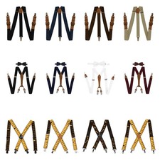 1Pc Adults Leather Suspenders Heavy Duty Adjustable Strap w/3/4 Metal Metal Hook