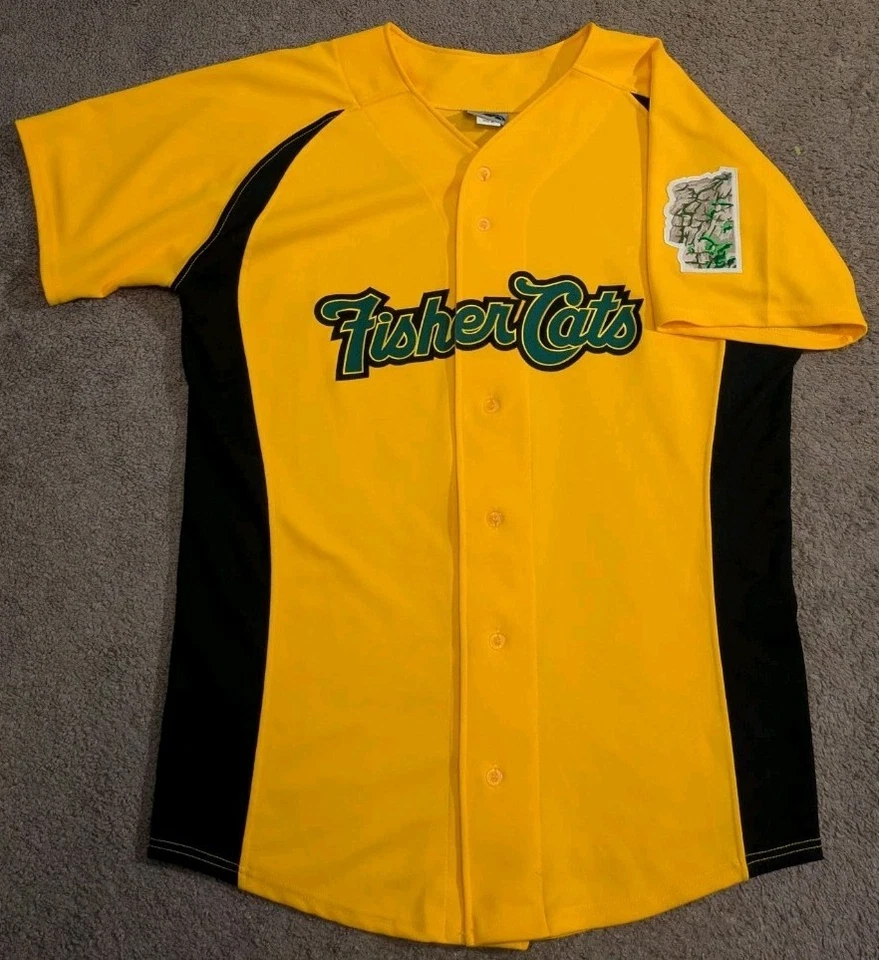 OT Sports New Hampshire Fisher Cats Yellow Baseball Jersey Made in USA Men's 46 - Image 2 of 4