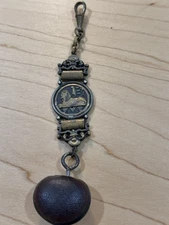 Vintage Unique sectional Brass Watch Fob Egyptian Pharaoh Double Sided