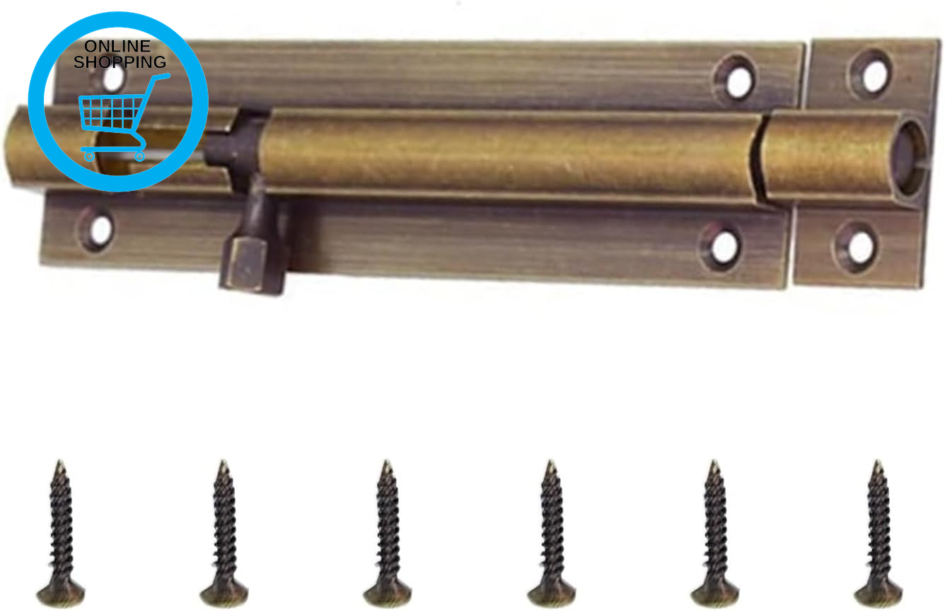 4 Inch Brass Door Bolt, Sliding Bolt Lock, Solid Brass Barrel Bolt in Bronze for
