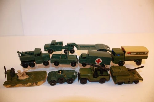 Nine (9) Vintage 1950's - 1970's Matchbox Lesney Army Military Vehicles BPW