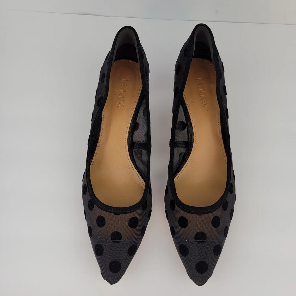 J.Crew заводской Esme в горошек котенок каблук насос черный размер 7 - Изображение 4 из 4