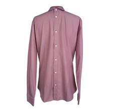 Hermes Men's Shirt Cotton Red White Pin Stripe Shirt 39 / 15.5 New