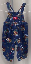 Vintage OshKosh B'gosh Corduroy Overalls 12M Blue Camping Bear Print Collectible