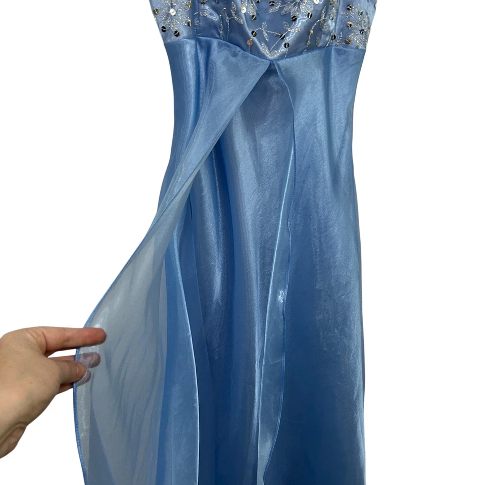 Vestido Fiesta Azul Cuentas Lentejuelas Baile de graduación Fairycore Y2K Romántico Glamour Vestido Pequeño Foto 4 de 4