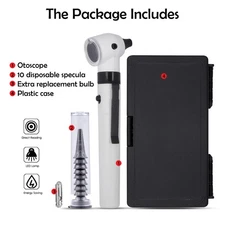 Rewise E-Scope White Otoscope 4 X Magnifying Lens Fiber Optic LED Light Otoscope