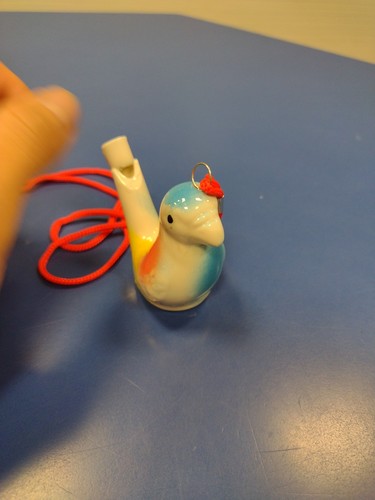 Vintage New Ceramic 3-D FIGURAL BIRD Water WHISTLE Hand Painted Art W/ Laynard - Picture 6 of 8