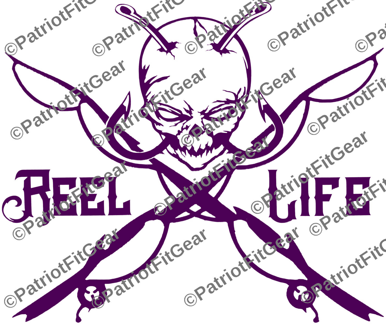Reel Life,Fishing Poles,River Life,Fishing,Skull,Angler,Fish Or Die,Vinyl Decal
