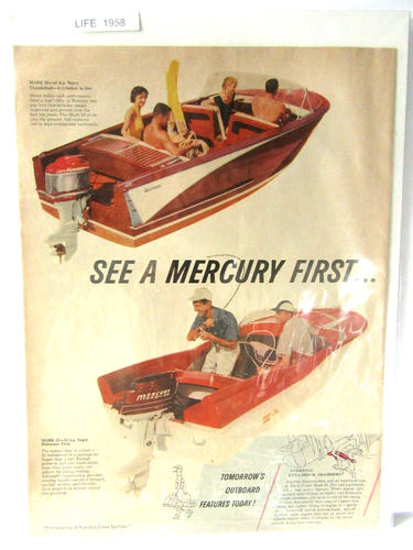 Annonce couleur 2 pages moteur hors-bord Mercury papier original vintage 1958 - GL254 - Photo 2/7