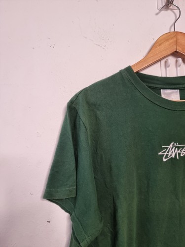 vintage stussy shirt womens size 10 green cropped streetwear 90s y2k embroidered - Picture 2 of 11