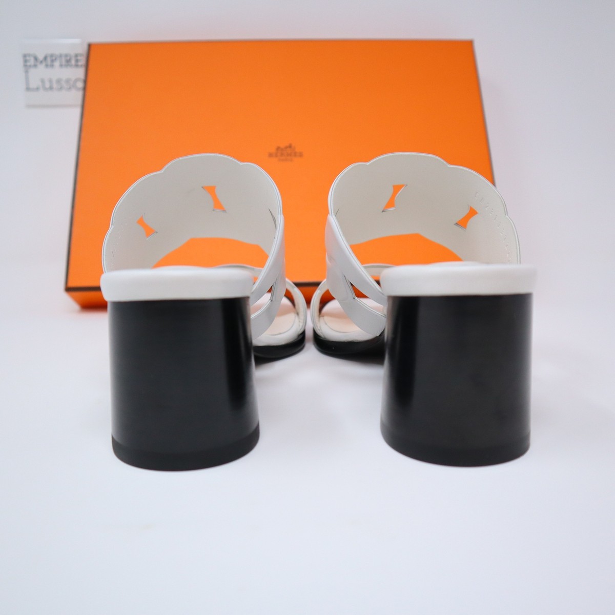 $910 37 HERMES Gaby 60 sandal White Oasis Nappa leather