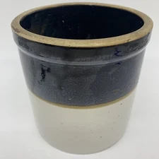 Antique 1800's Stoneware Salt Glazed Crock Pot Brown & Cream