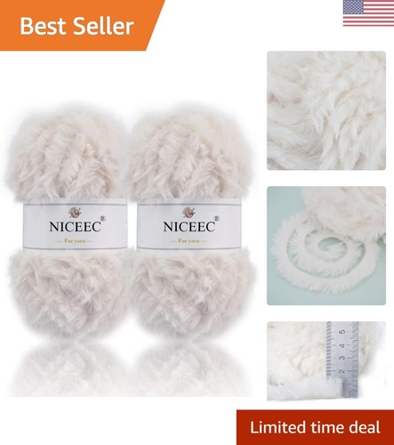 2 Skeins Super Soft Fur Yarn Chunky Fluffy Faux Fur Yarn Eyelash Yarn for Cro...