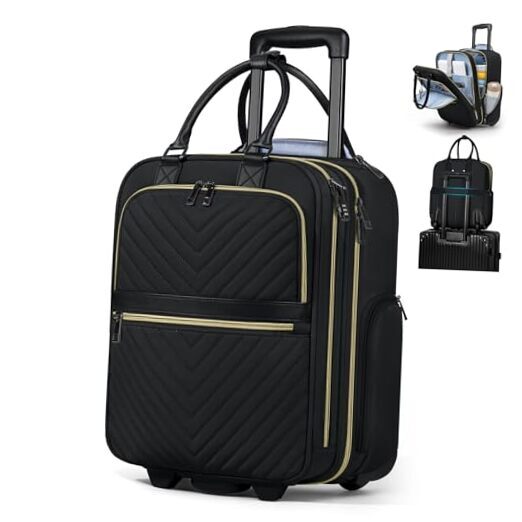 16-Inch Airline Approved Underseat Wheeled Carry-On Luggage Black-image