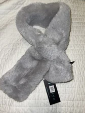 Jocelyn Faux Fur Pull Through Scarf Light Gray Soft Jacsms One Size Soft Plush