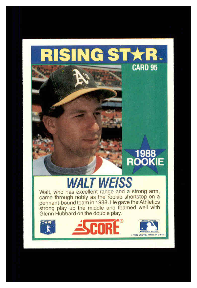 1989 SCORE RISING STAR BASEBALL CARD OAKLAND ATHLETICS #95 WALT