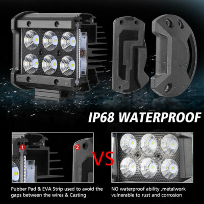 2X 3"in Square LED Work Light Bar Flood Cube Pods Driving White Lamp - Foto 13
