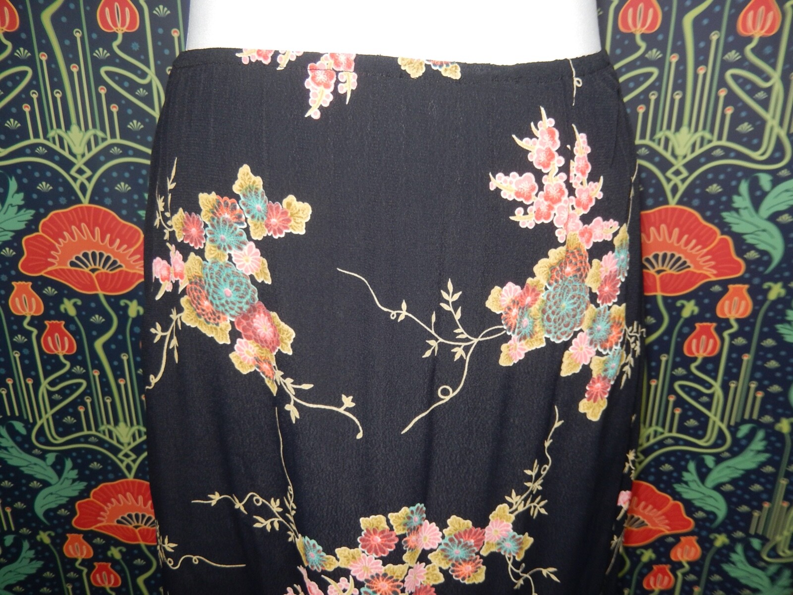 Vintage 90's Y2K Zoe Chinoiserie Print Rayon Long… - image 2