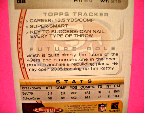 Alex Smith - Tarjeta Total Topps 2005 # 487 - Novato - Autógrafo - Imagen 13 de 13
