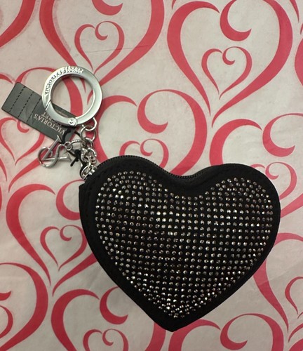 NWT Super Cute Victoria's Secret Black Rhinestone Heart Pouch Keychain ๐งก๐๐๐ - Picture 2 of 3