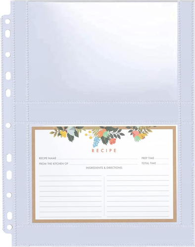 Paquete de 30 fundas para tarjetas de recetas de 120 bolsillos 4X6, protector para tarjetas de recetas de carpeta de 3 anillos - Imagen 7 de 12