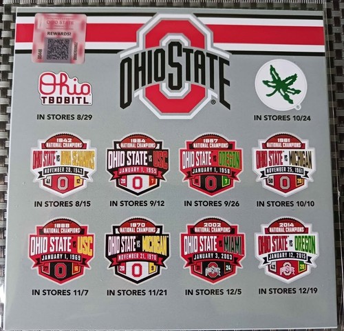 Ohio State Buckeyes Football National Championship Commemorative Pin Set w/Card - Picture 2 of 2