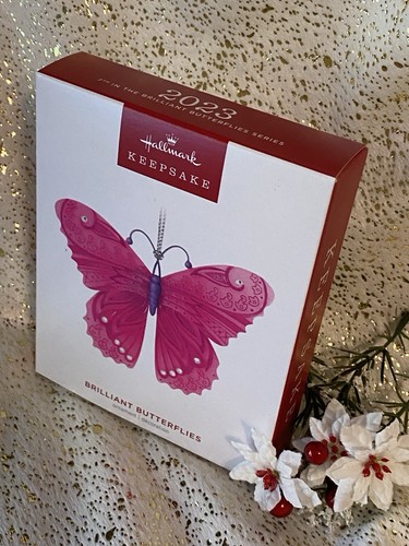 2023 Hallmark BRILLIANT BUTTERFLIES #7 Series Ornament PINK BUTTERFLY - Picture 3 of 3